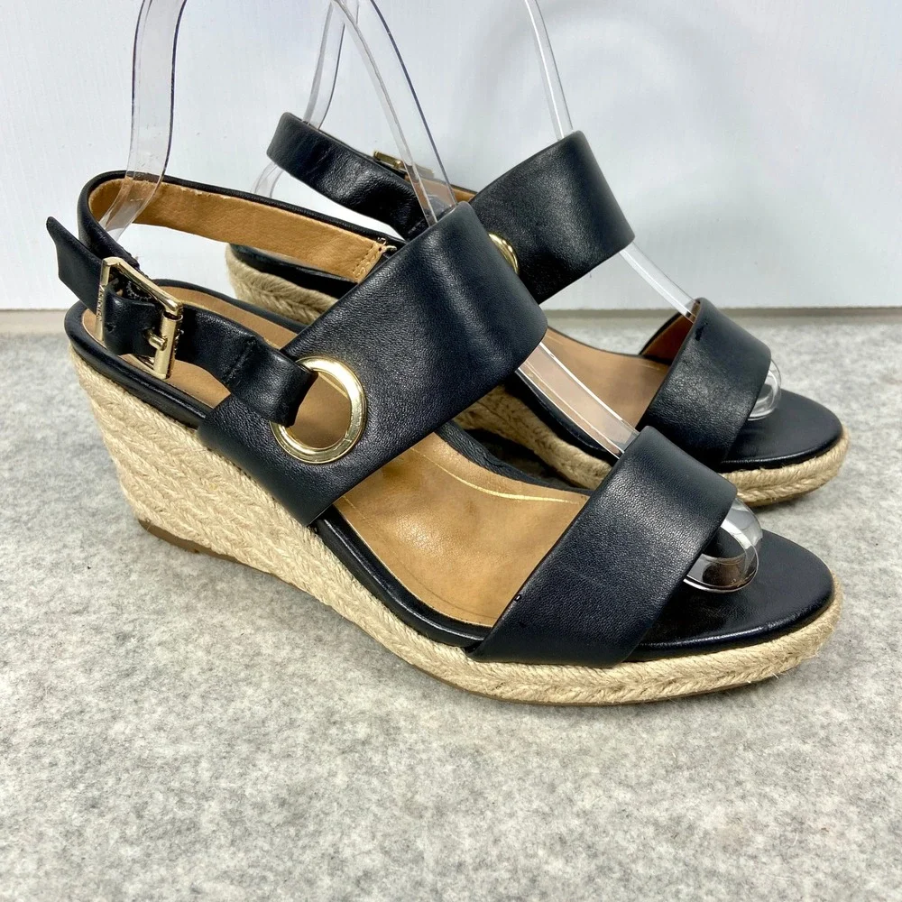 Vionic Black Wedge Sandals - Picture 1 of 8